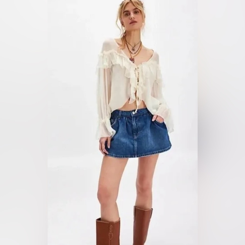 We The Free Demi Denim Skort Medium Wash NWT